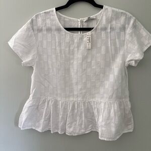 Madewell Medford Jacquard White Peplum Top